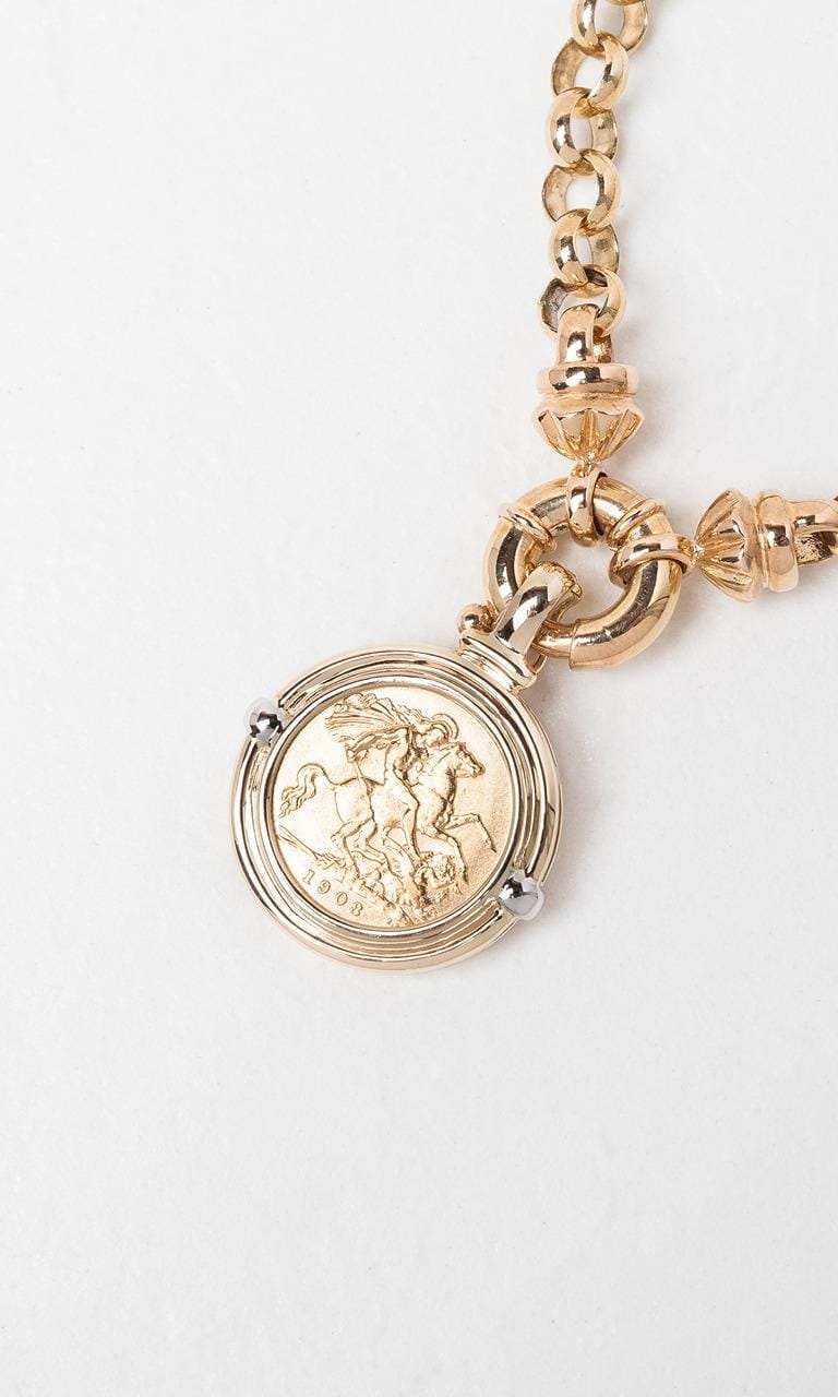 Hogans Family Jewellers 9K YWG Half Sovereign Coin Enhancer Pendant
