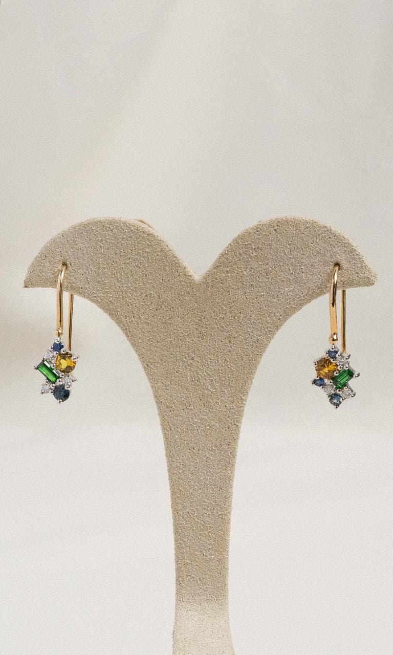 Hogans Family Jewellers 9K YWG Multi-Coloured Gemstone Earrings