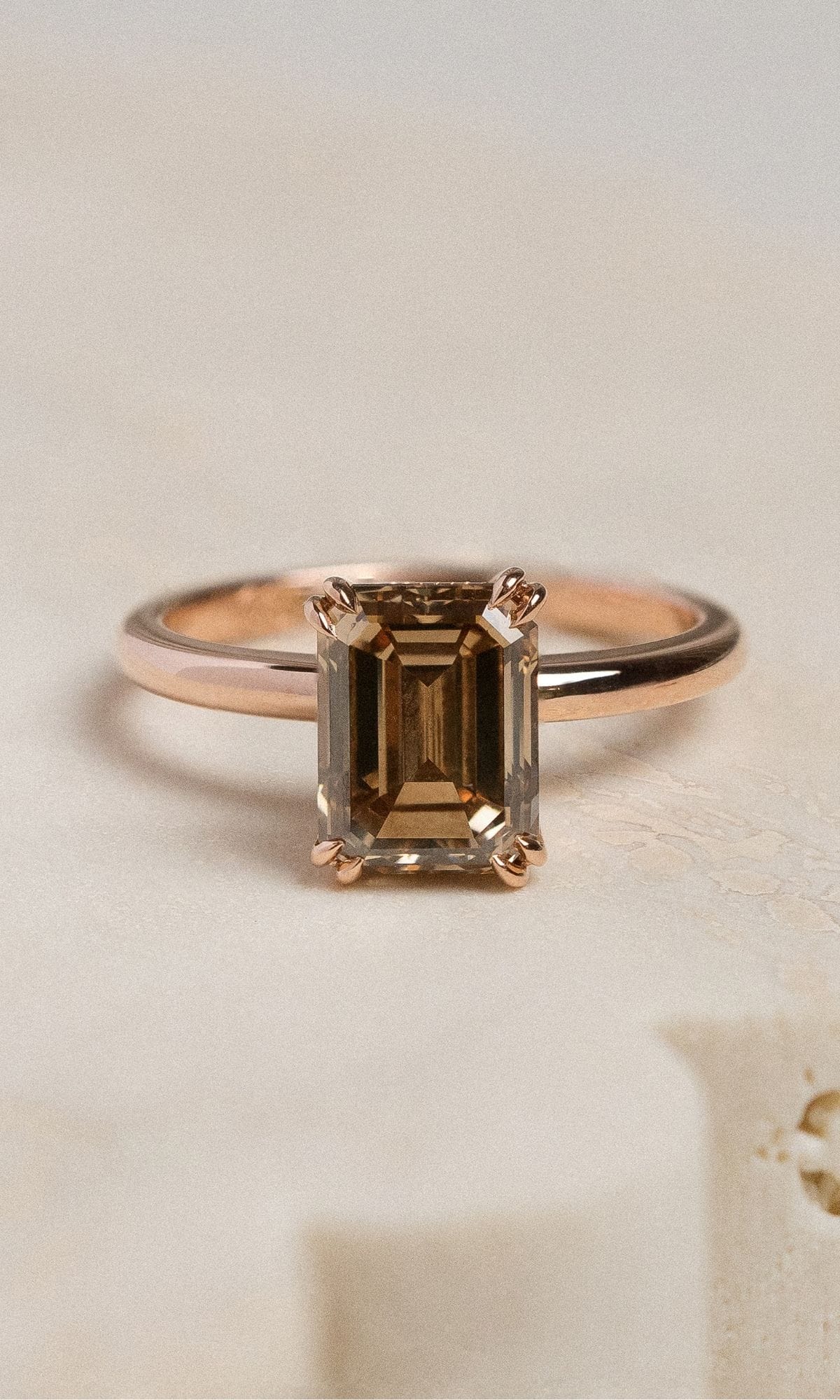 Hogans Family Jewellers Bespoke 18K RG Champagne Diamond Solitaire Ring & Band