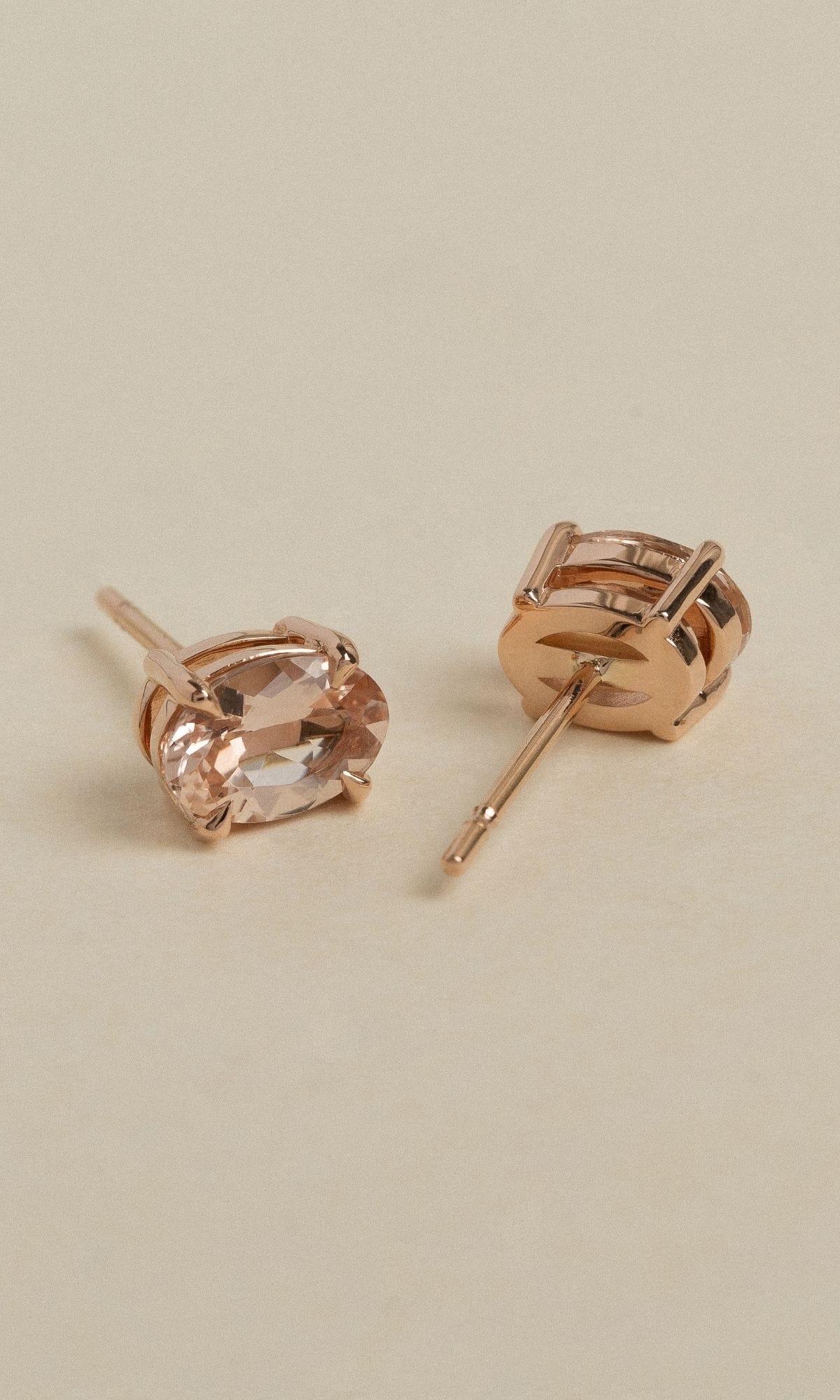 Hogans Family Jewellers Bespoke 18K RG Oval Morganite Stud Earrings