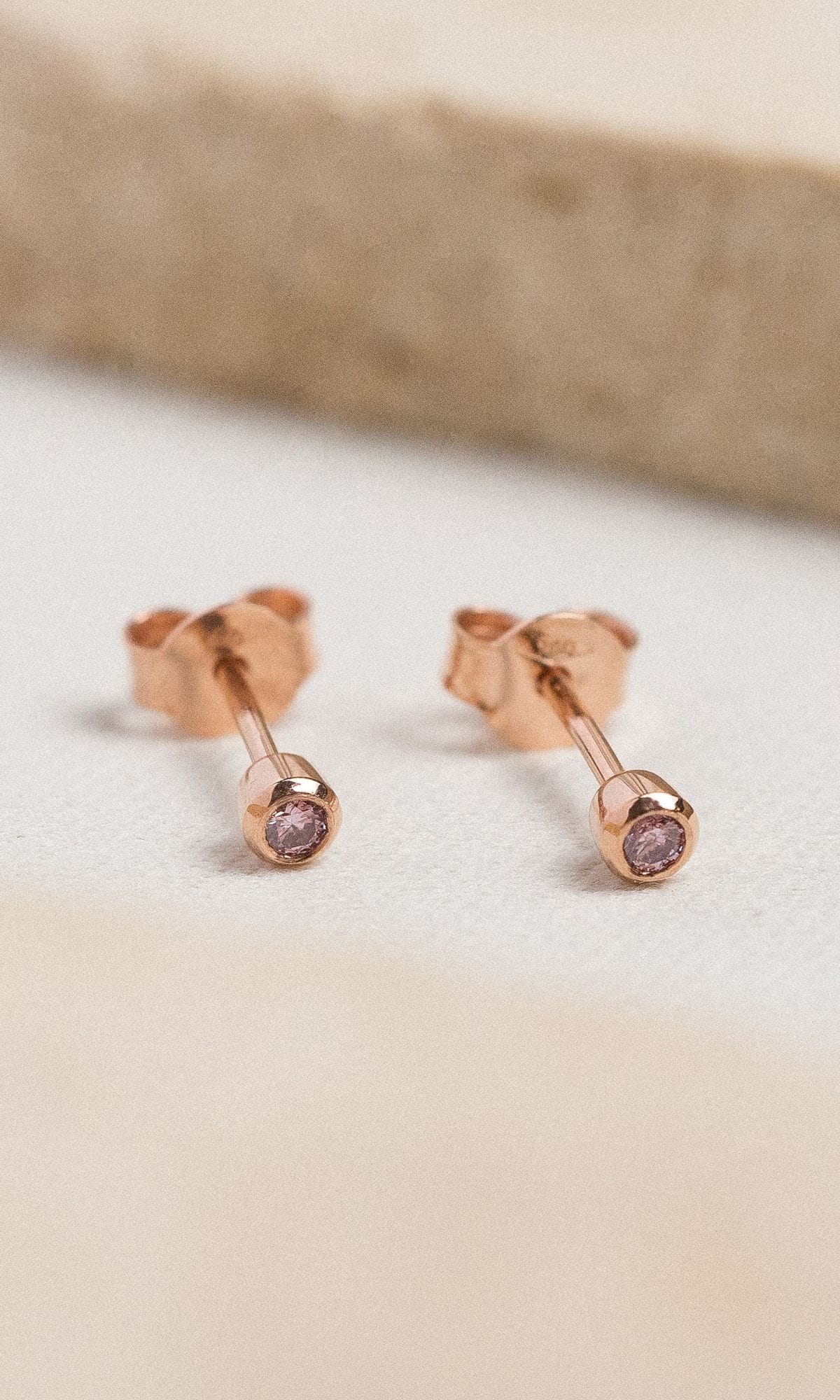 Hogans Family Jewellers Bespoke 18K RG Pink Diamond Stud Earrings
