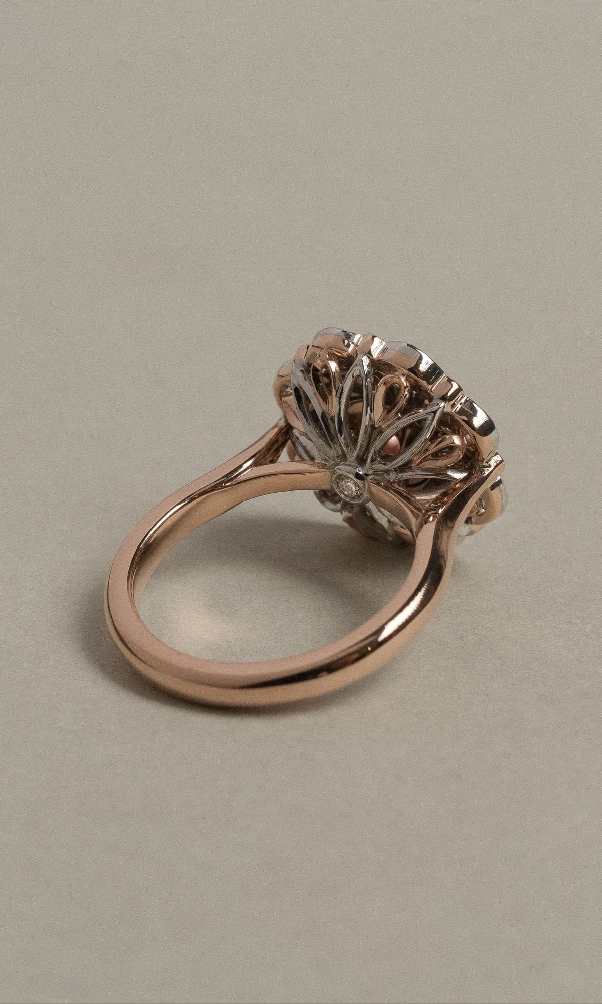 Hogans Family Jewellers Bespoke 18K RWG Australian Pink Diamond Art Deco Cluster Ring