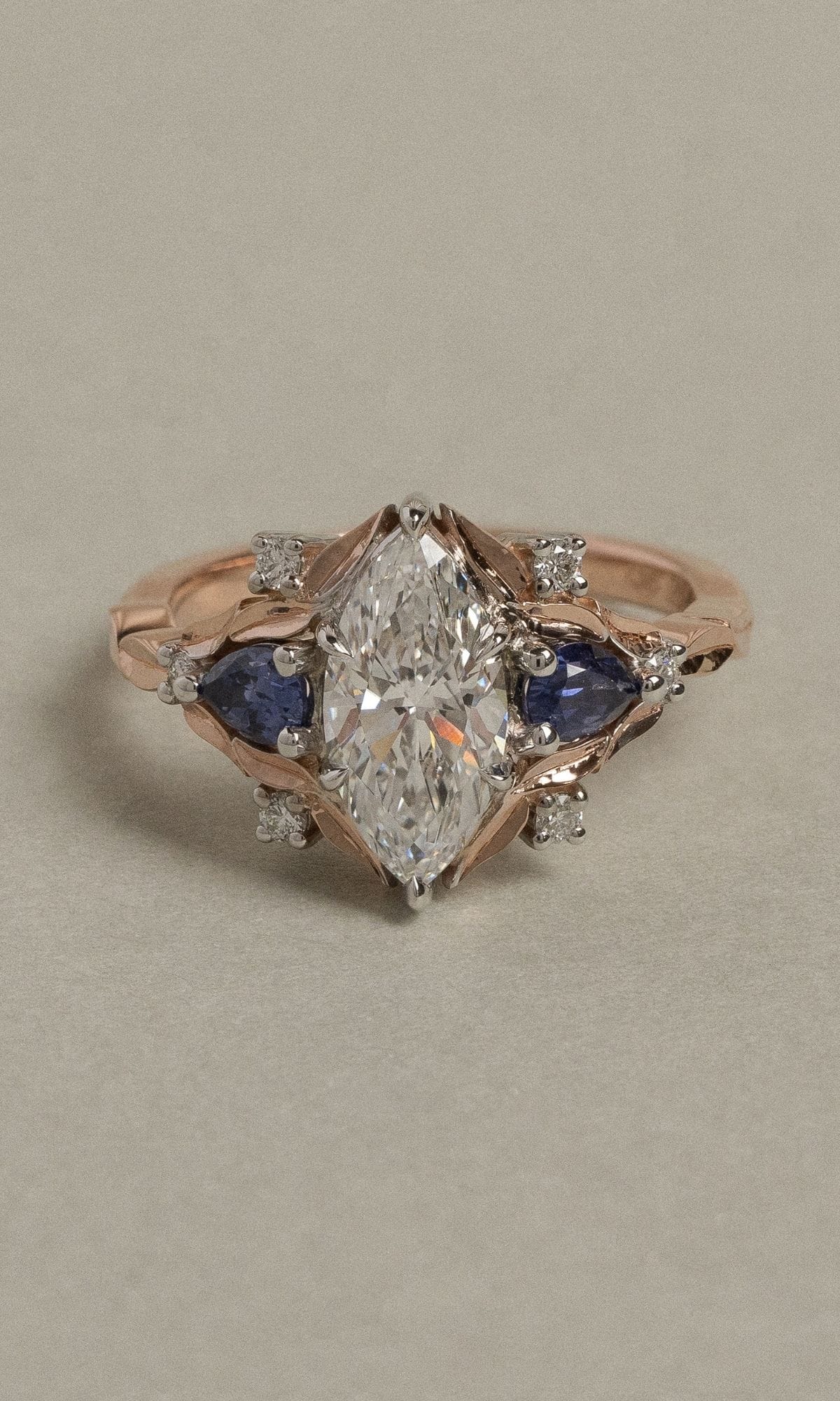 Hogans Family Jewellers Bespoke 18K RWG Diamond & Sapphire Cluster Ring