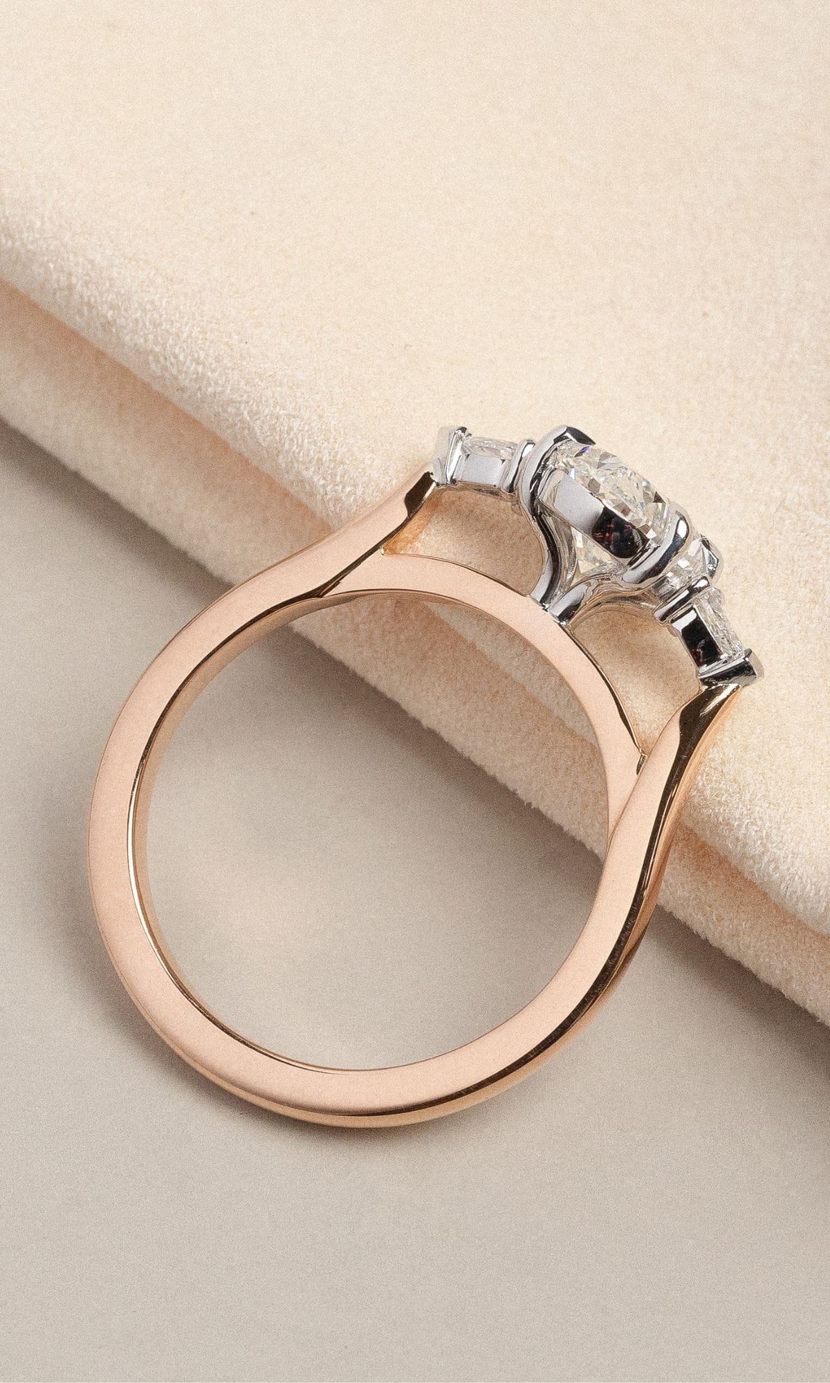 Hogans Family Jewellers Bespoke 18K RWG Diamond Trilogy Ring