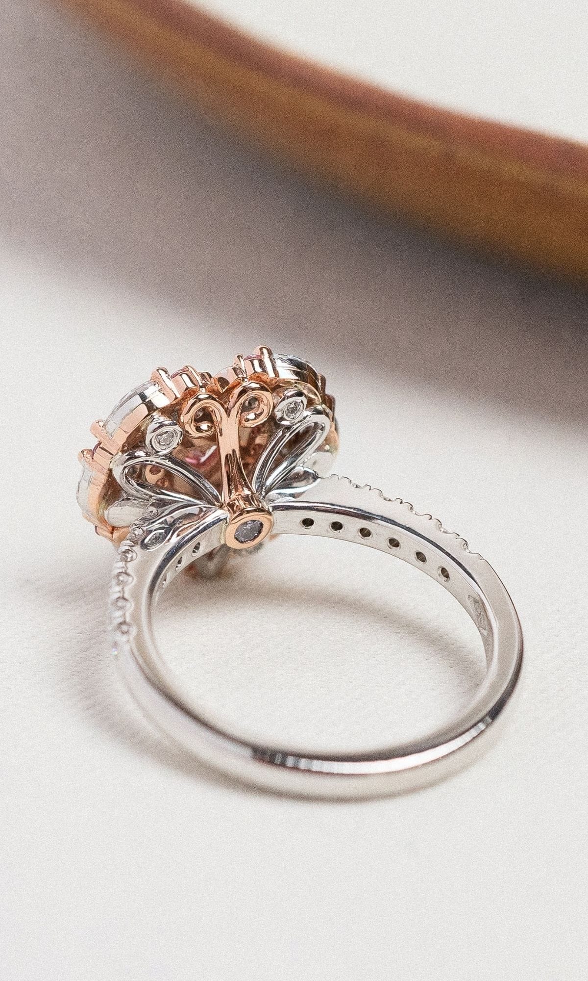 Hogans Family Jewellers Bespoke 18K RWG Pink Diamond Heart Shaped Dress Ring