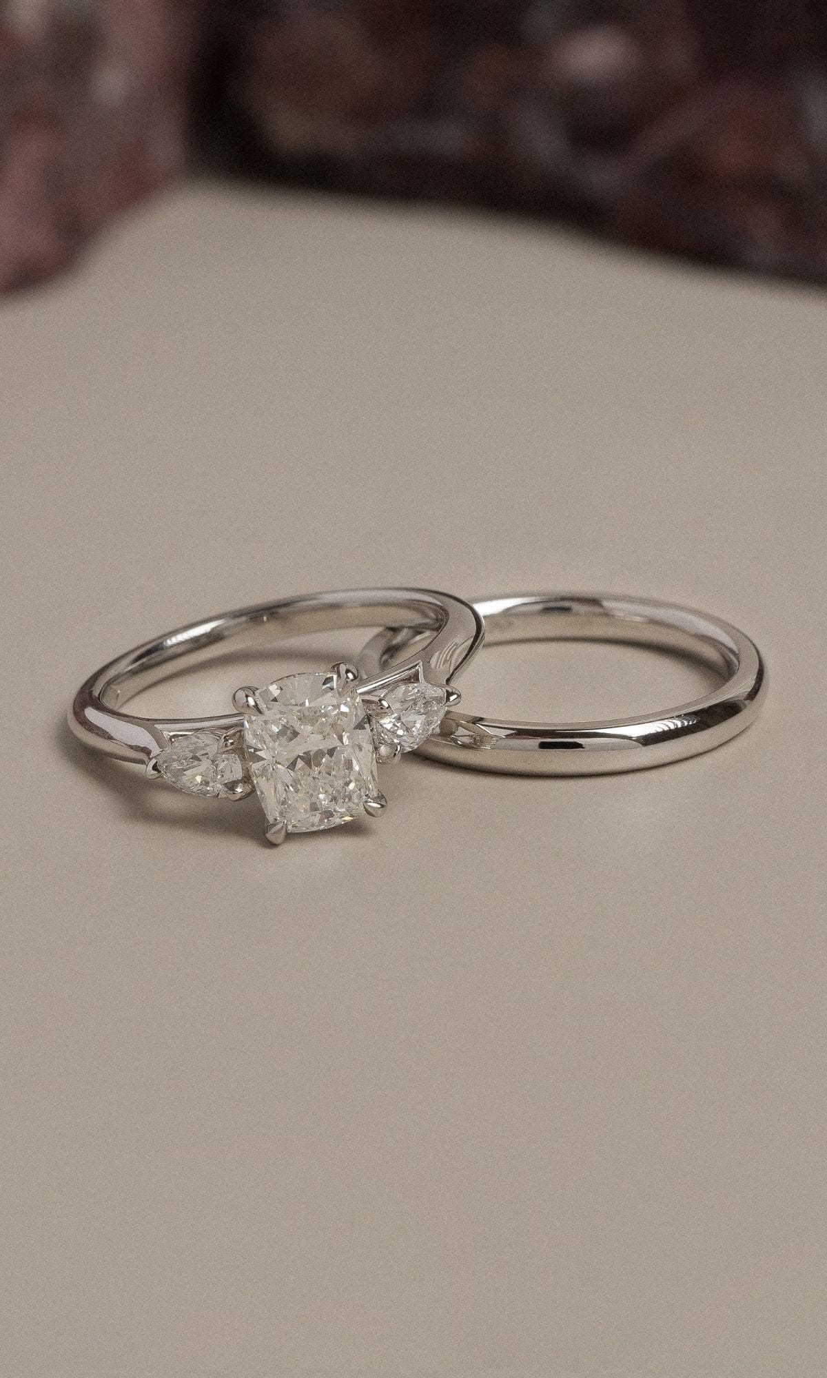 Hogans Family Jewellers Bespoke 18K WG Diamond Trilogy Ring & Band