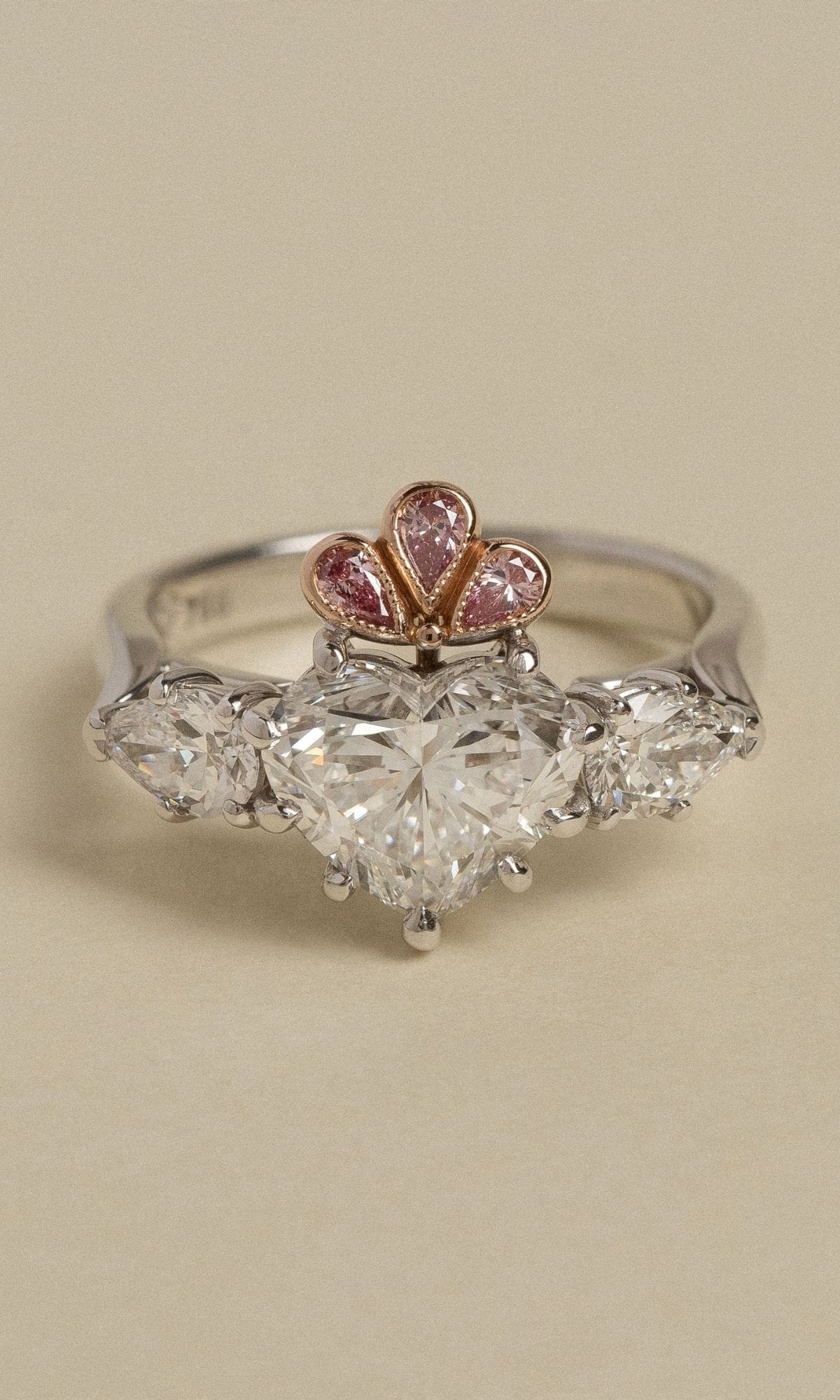 Hogans Family Jewellers Bespoke 18K WRG Australian Pink Diamond Cluster Ring