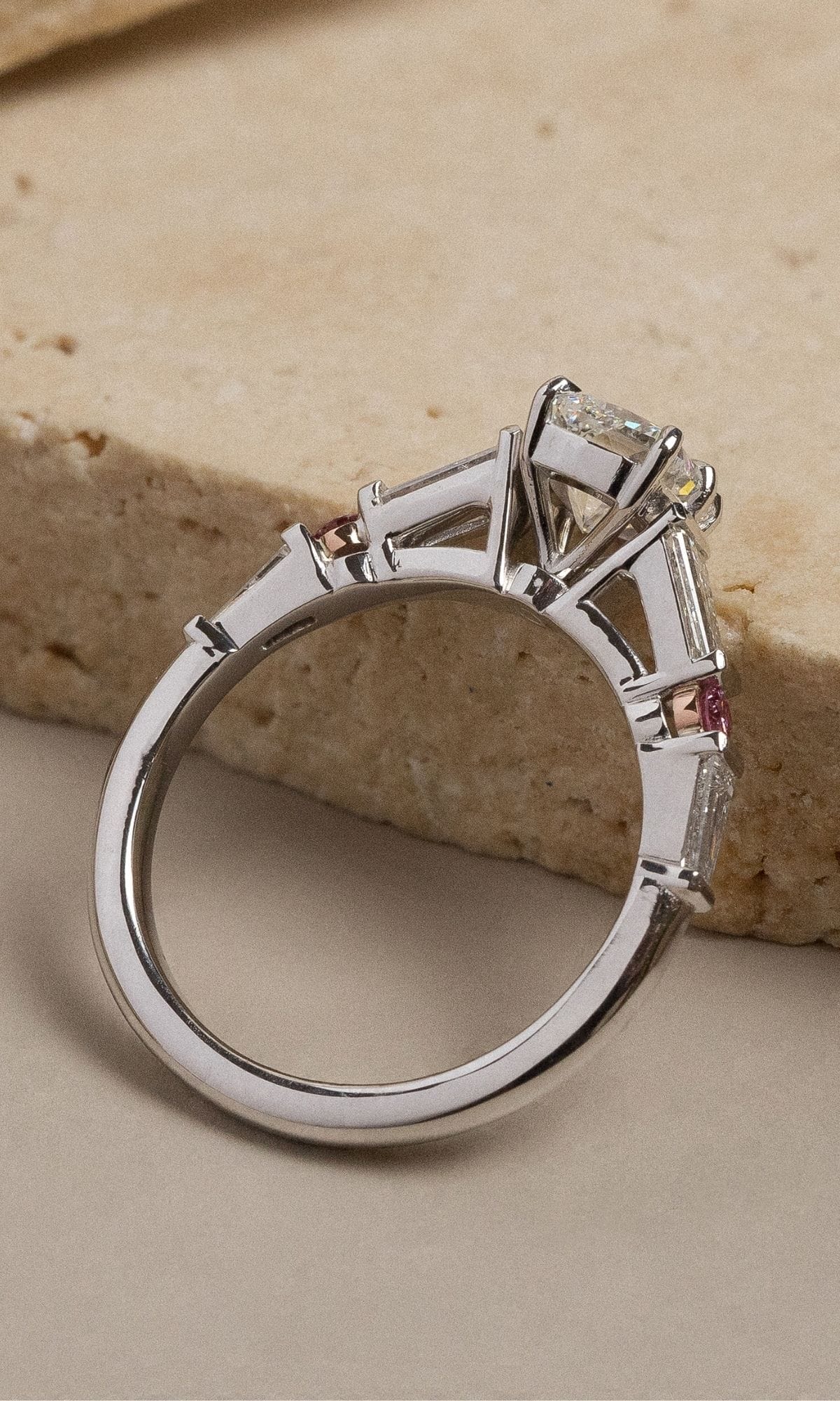 Hogans Family Jewellers Bespoke 18K WRG Diamond & Australian Pink Diamond Ring