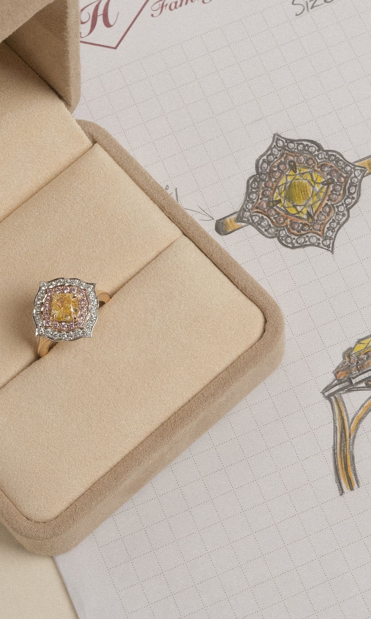 Hogans Family Jewellers Bespoke 18K YRWG Yellow Diamond Cluster Ring