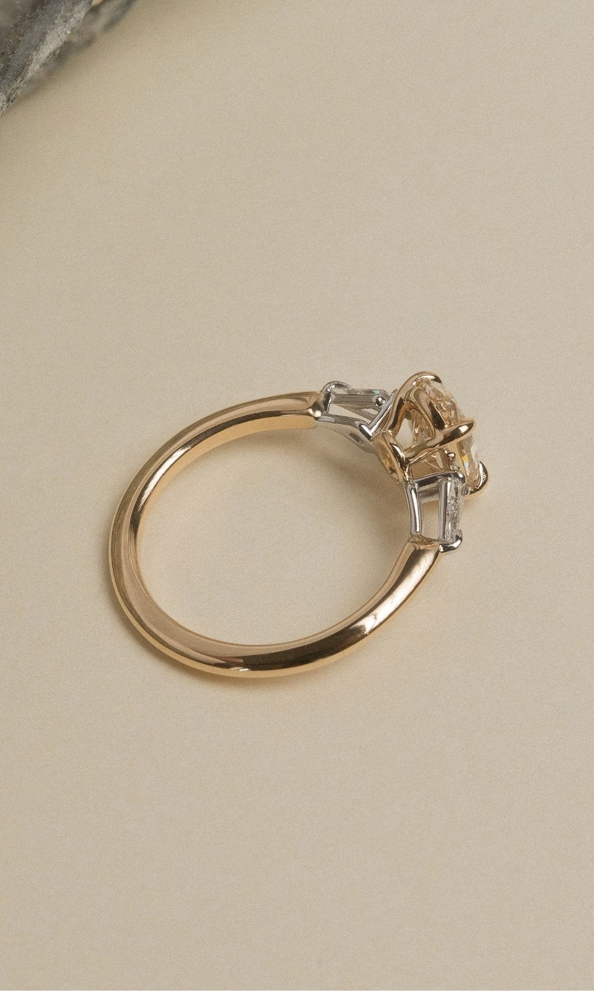 Hogans Family Jewellers Bespoke 18K YWG Champagne Diamond Trilogy Ring
