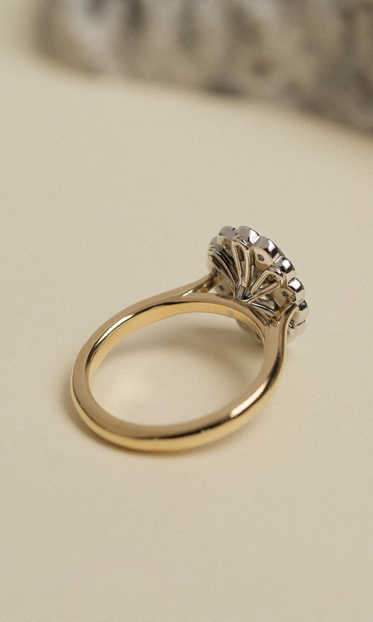 Hogans Family Jewellers Bespoke 18K YWG Diamond Halo Ring