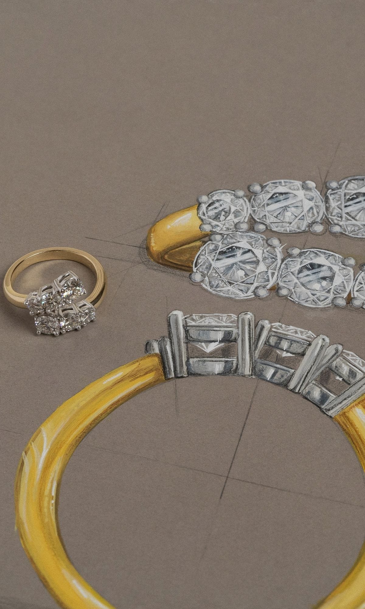 Hogans Family Jewellers Bespoke 18K YWG Diamond Ring & Band