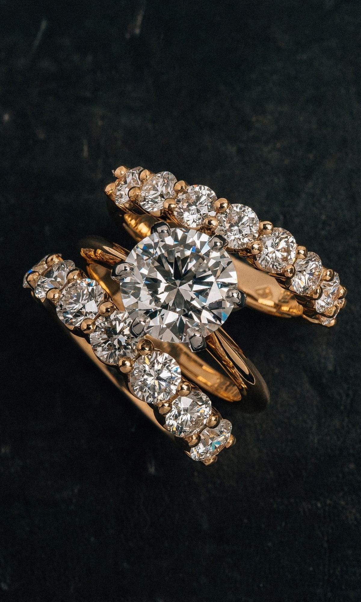 Hogans Family Jewellers Bespoke 18K YWG Diamond Solitaire Ring & Bands