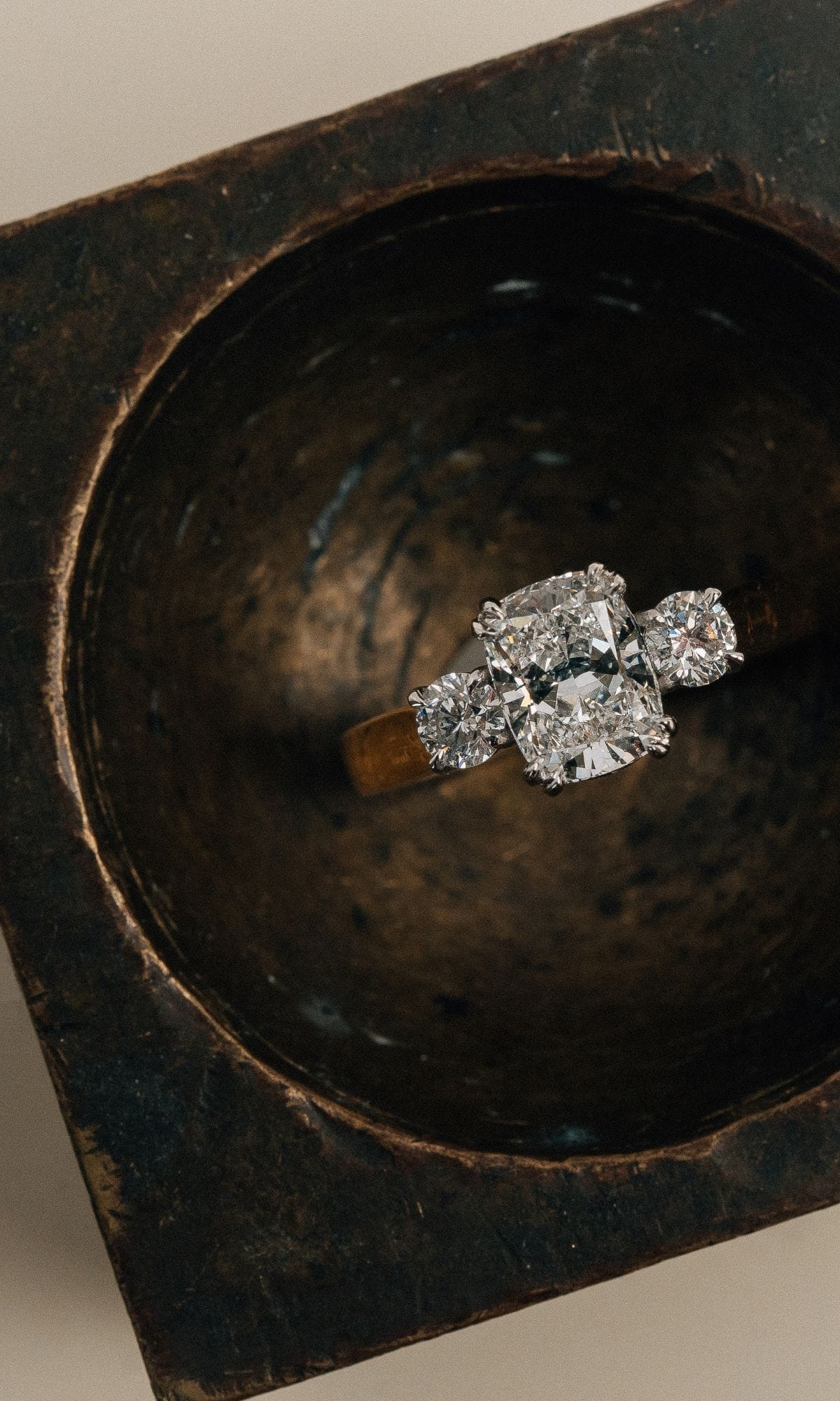 Hogans Family Jewellers Bespoke 18K YWG Diamond Trilogy Ring