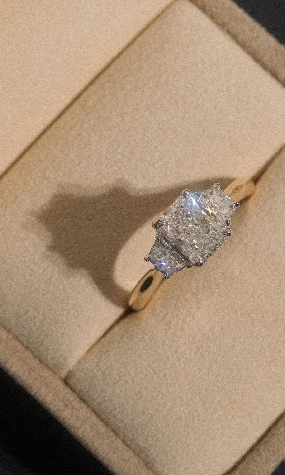Hogans Family Jewellers Bespoke 18K YWG Diamond Trilogy Ring