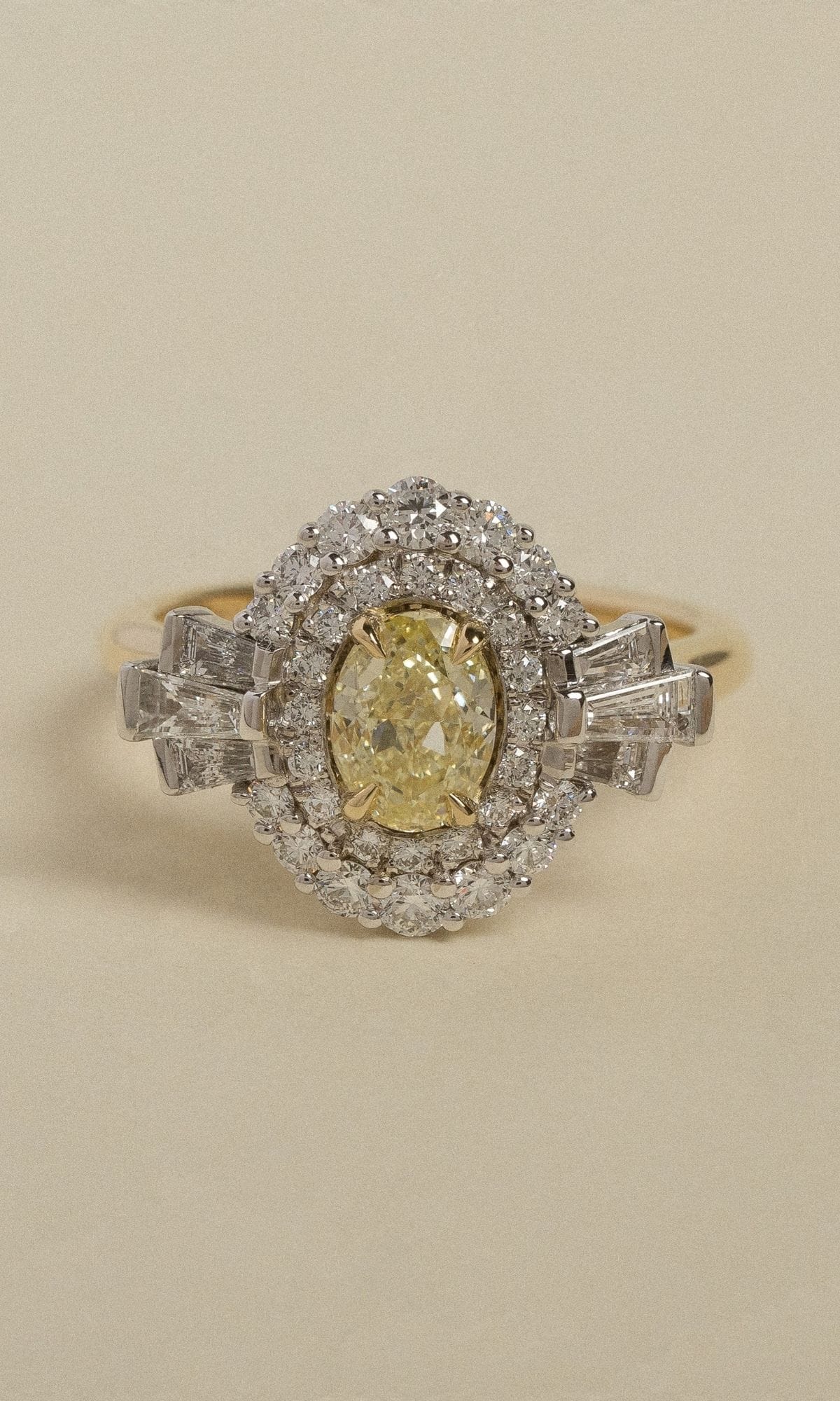 Hogans Family Jewellers Bespoke 18K YWG Yellow Diamond Art Deco Cluster Ring