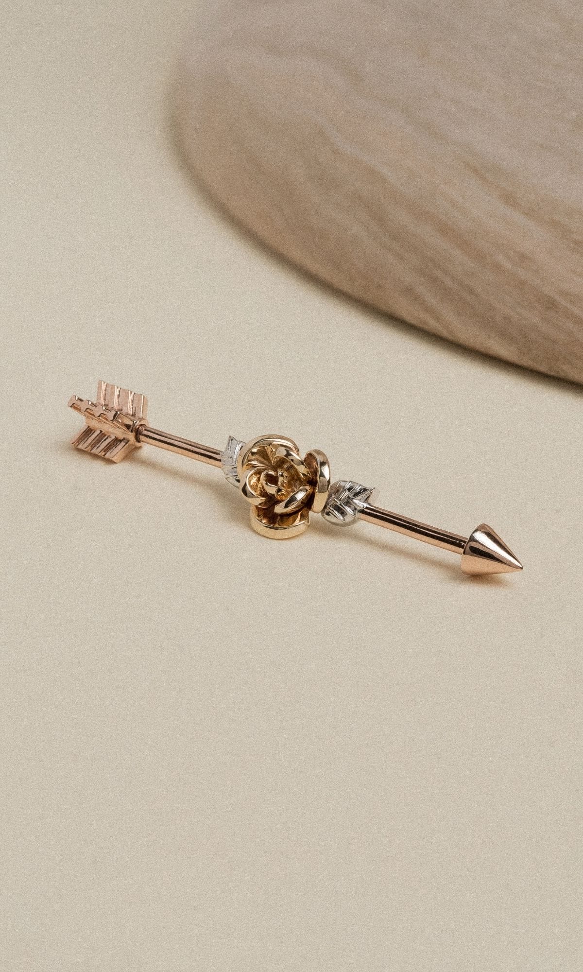 Hogans Family Jewellers Bespoke 9K YWRG Arrow Bar Earring