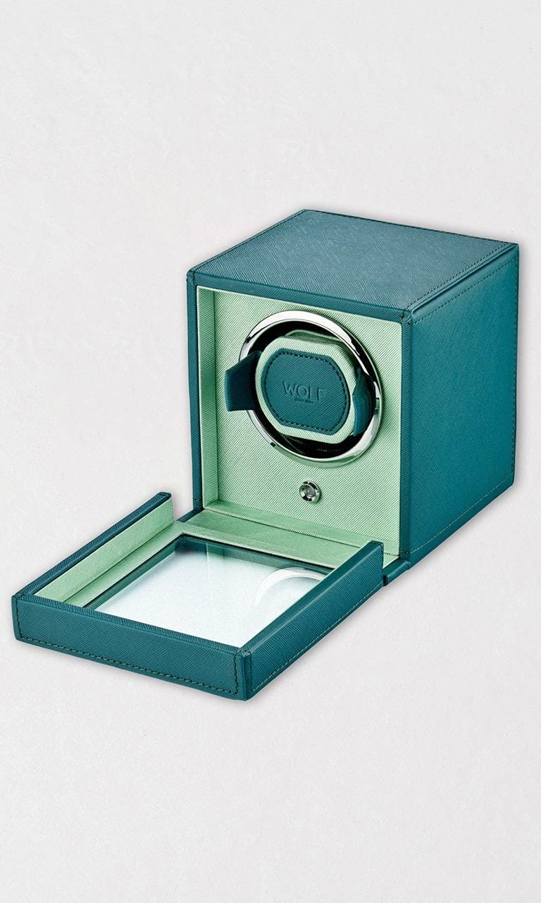 Hogans Family Jewellers Cub Single Watch Winder with Cover Seltzer Teal/Mint