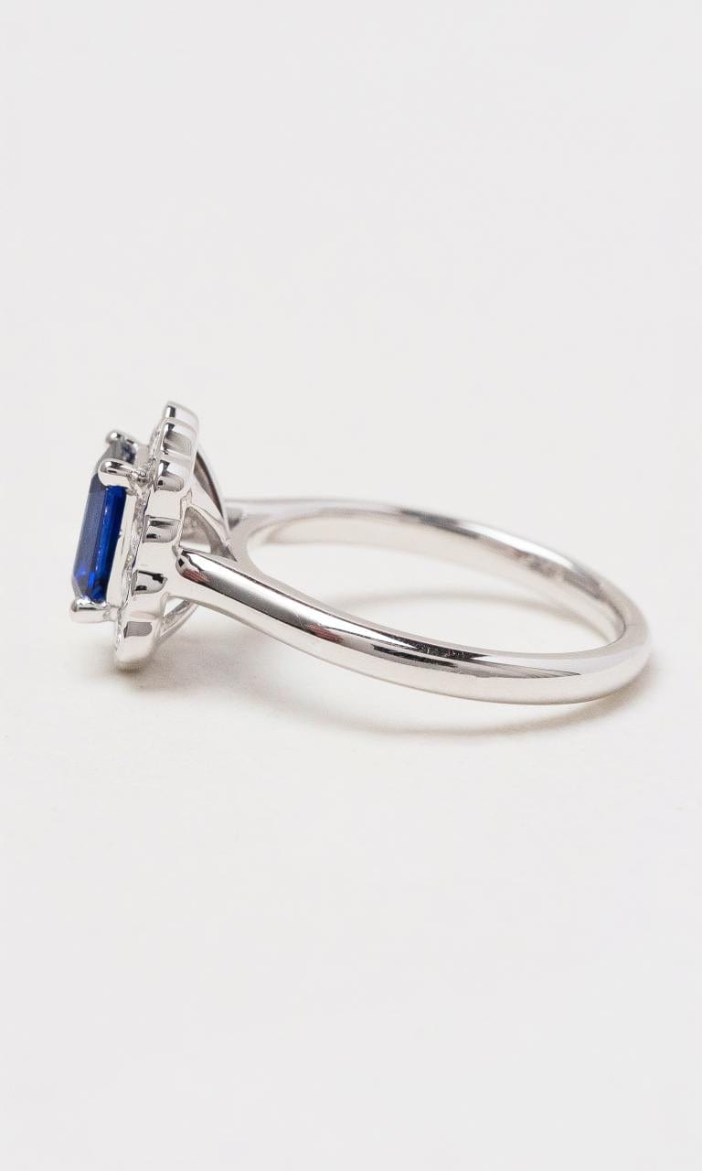 Hogans Family Jewellers Platinum Emerald Cut Sapphire Halo Style Ring