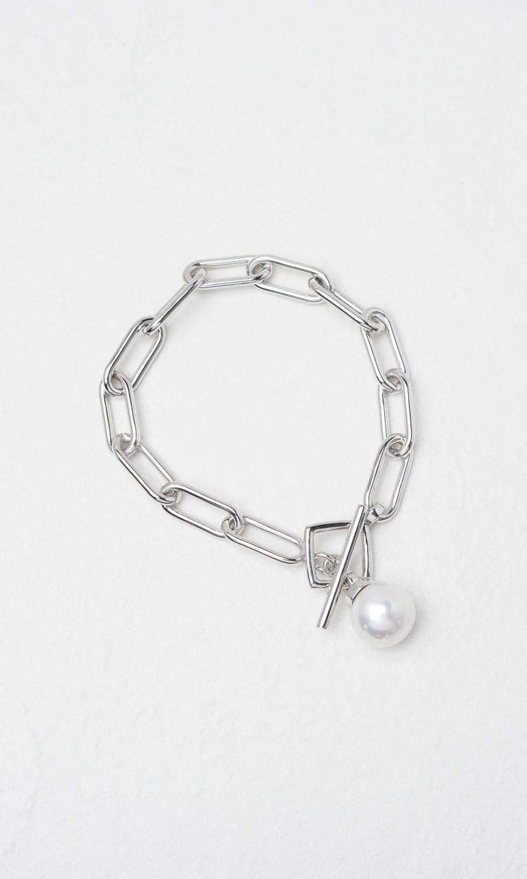 Hogans Family Jewellers Sterling Silver 12mm South Sea Pearl Anchor Link Bracelet