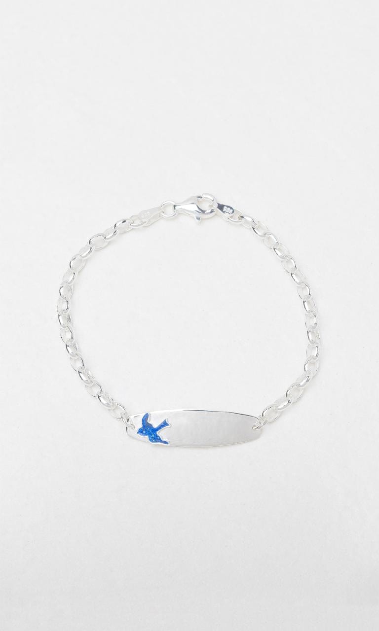 Hogans Family Jewellers Sterling Silver Baby ID Bracelet with Blue Bird
