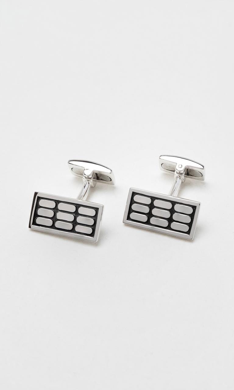 Hogans Family Jewellers Sterling Silver Black Enamel Cuff Links