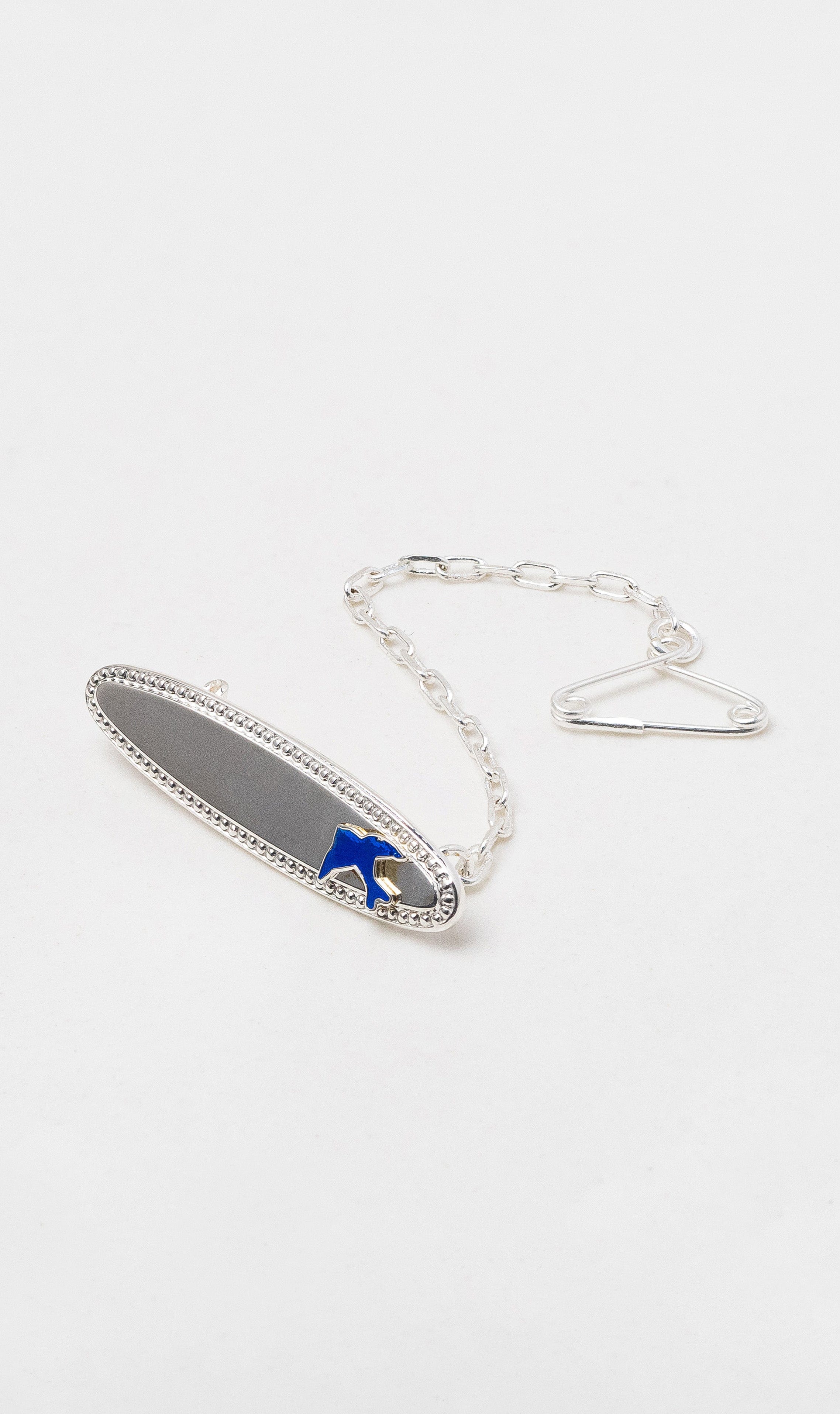 Hogans Family Jewellers Sterling Silver Oval Baby Brooch with Blue Bird