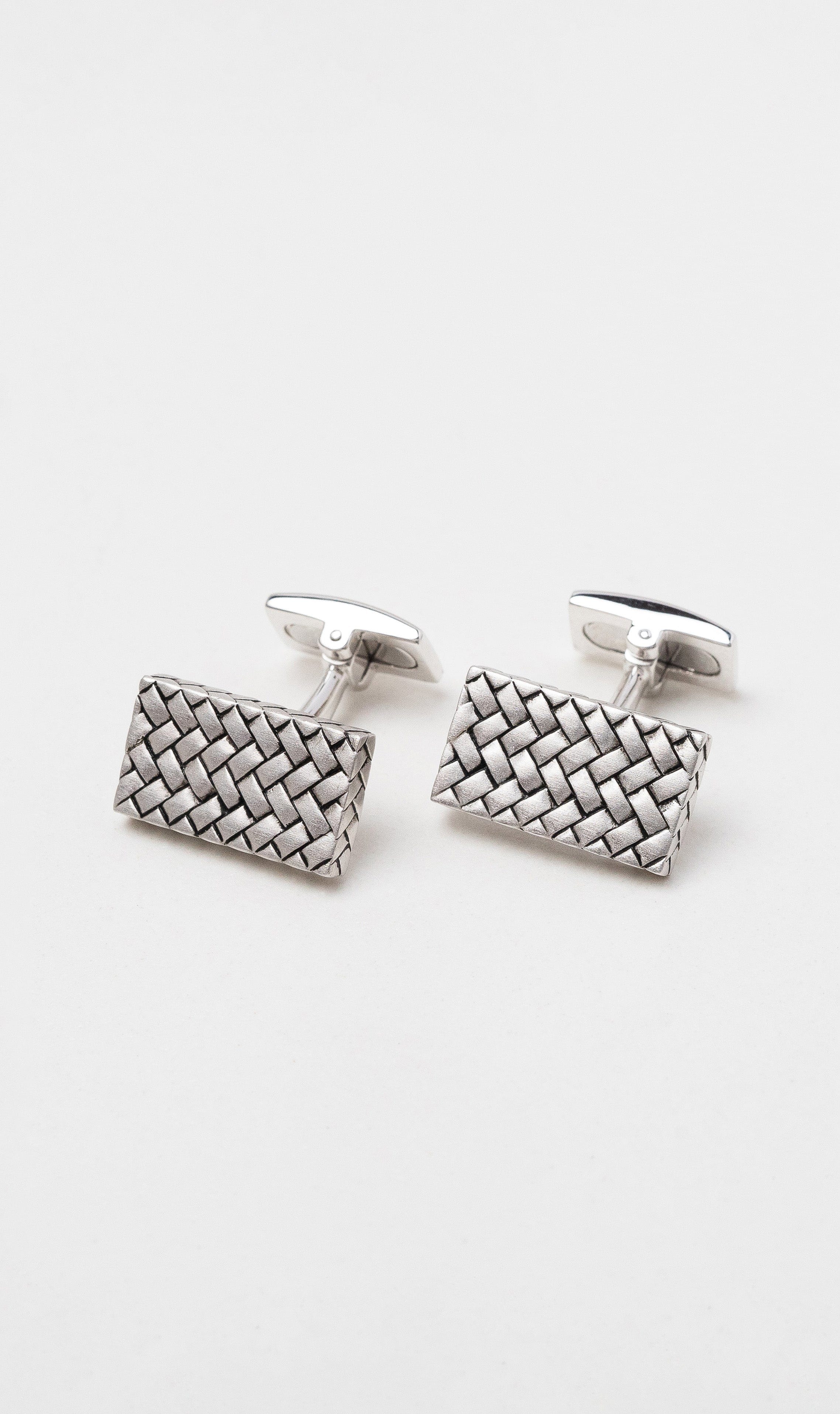 Hogans Family Jewellers Sterling Silver Weave Pattern Cufflinks