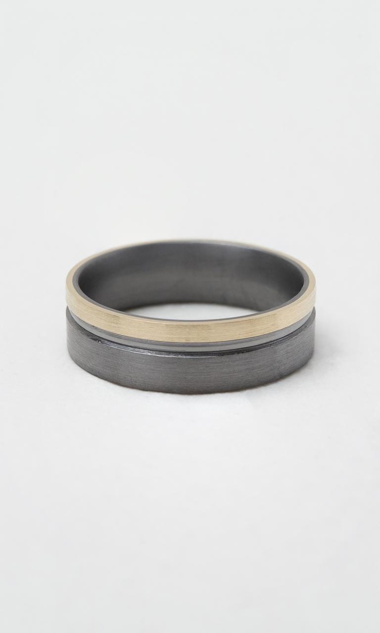 Hogans Family Jewellers Tantalum & 9K YG Brushed Gents Band
