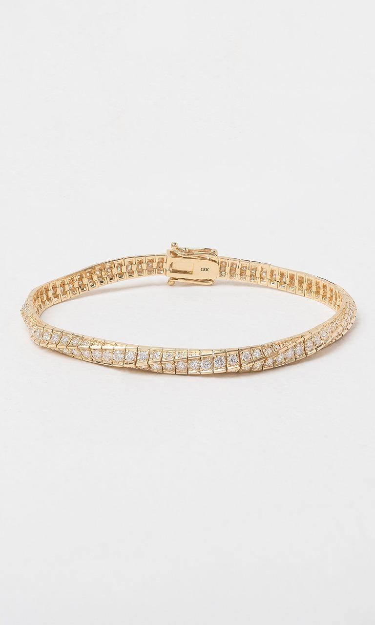 18K YG 3.605ct TDW Round Brilliant Cut Diamond Fancy Link Bracelet