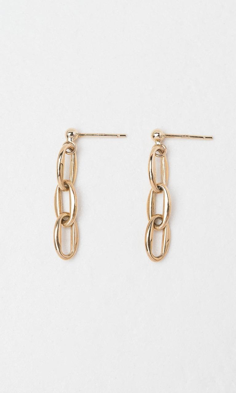 9K YG Oval Link Drop Earrings