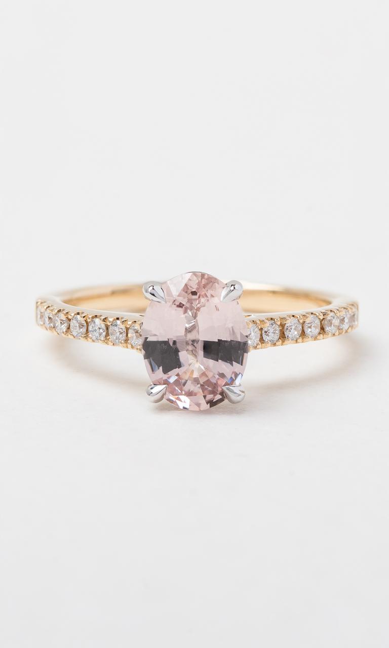 18K YWG Oval Cut Padparadscha Sapphire Solitaire Ring