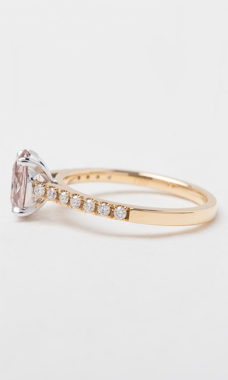18K YWG Oval Cut Padparadscha Sapphire Solitaire Ring