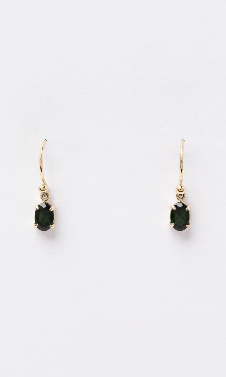 9K YG Oval Cut Tourmaline Drop Earrings