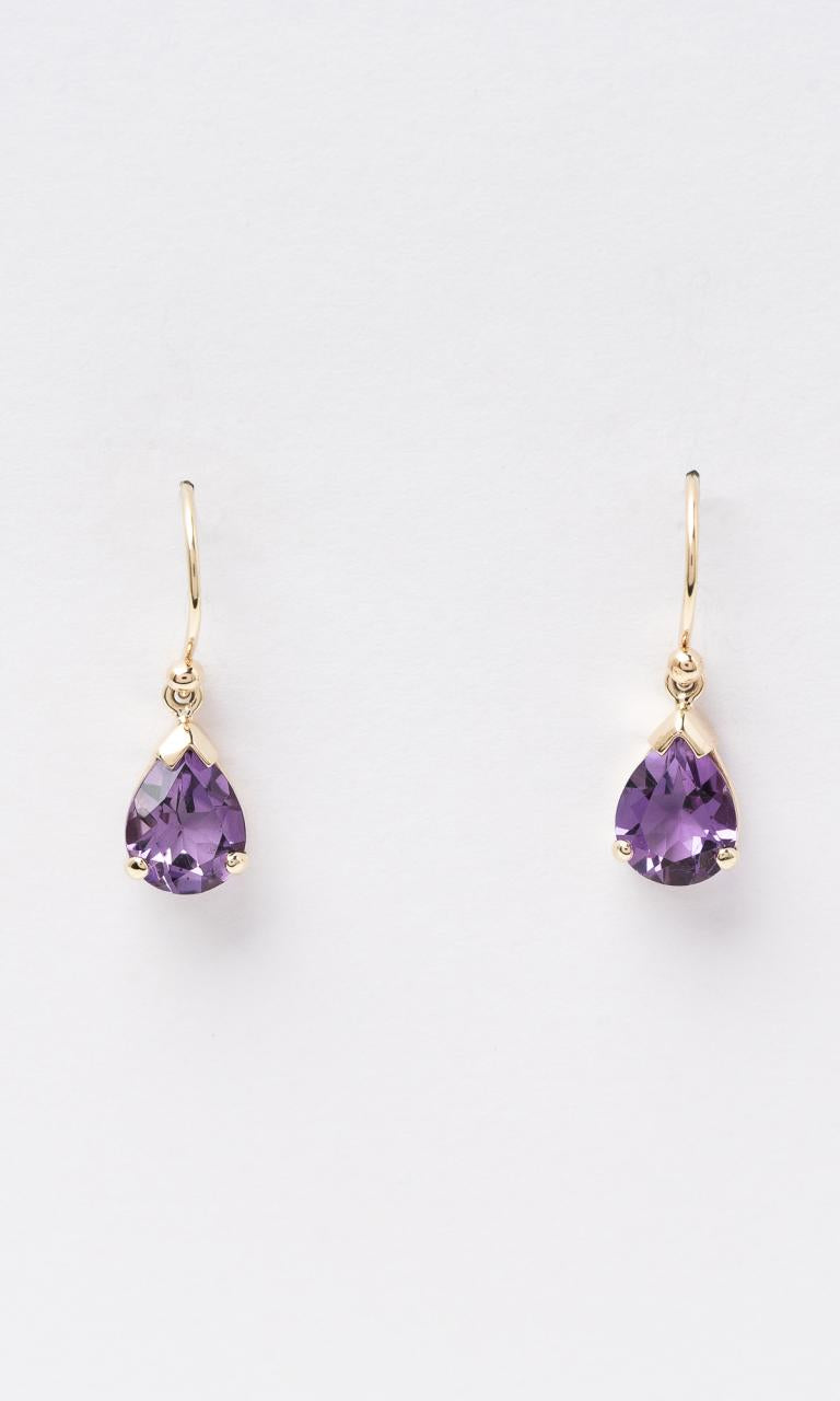 9K YG Pear Cut Amethyst Drop Earrings