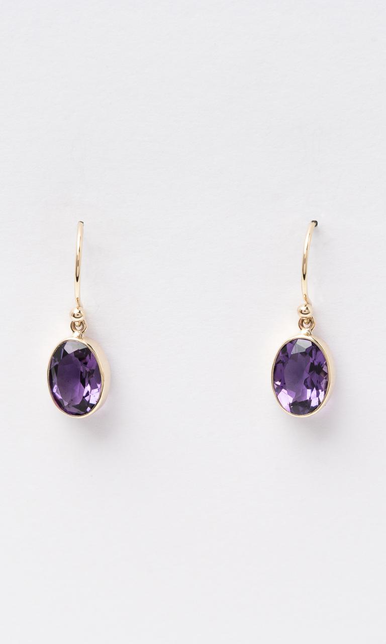 9K YG Oval Cut Amethyst Drop Earrings