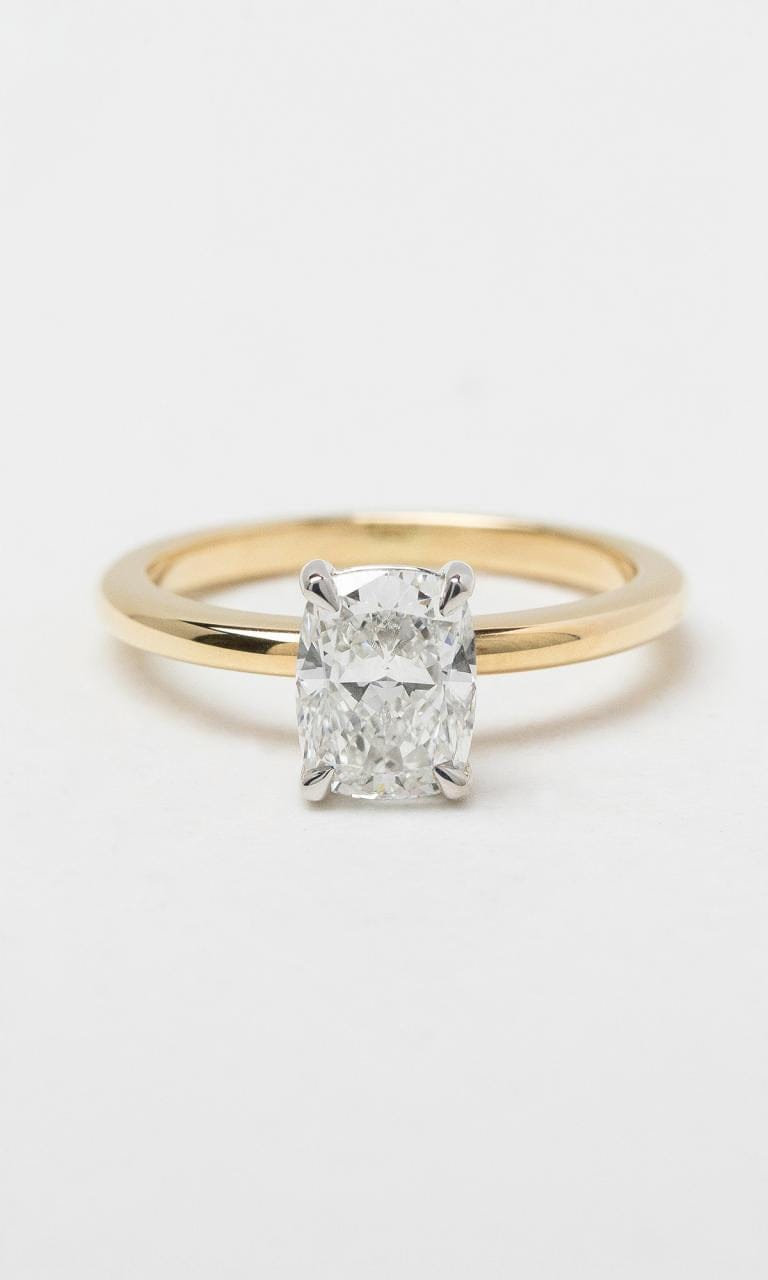 18K YWG 1.01ct Cushion Cut Diamond Solitaire Ring