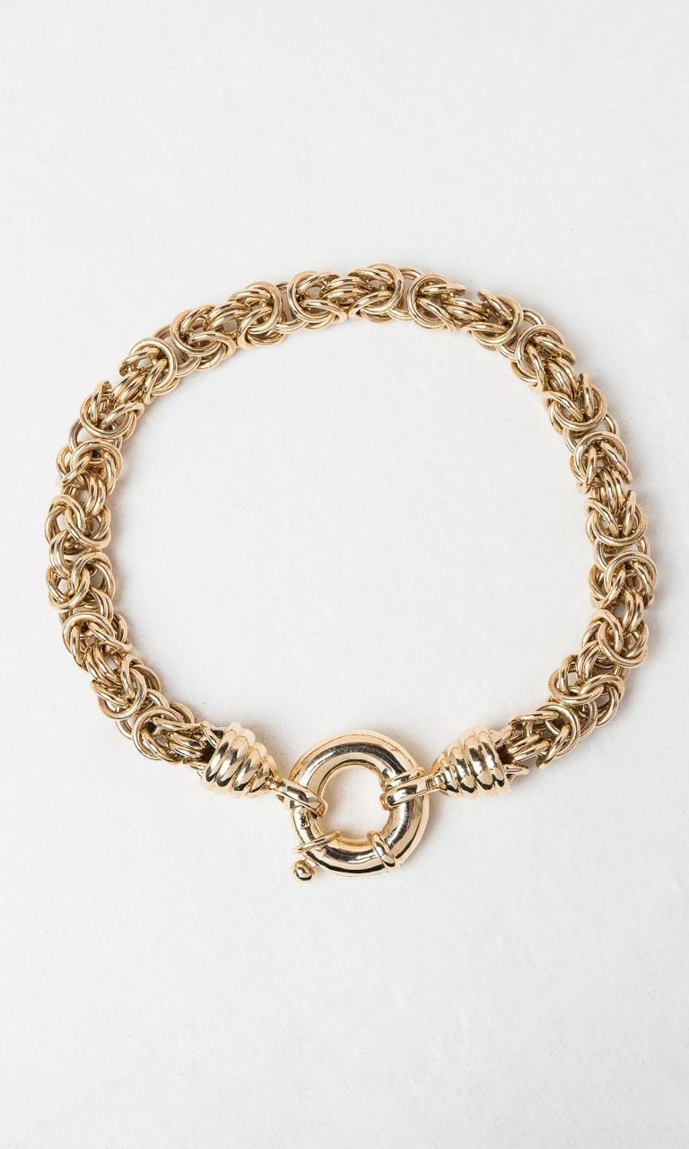 9K YG 20.5cm Fancy Link Chain Bracelet