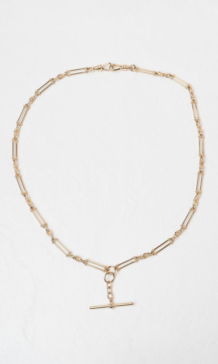 9K YG 50cm Fancy Link T-Bar Fob Chain Necklace