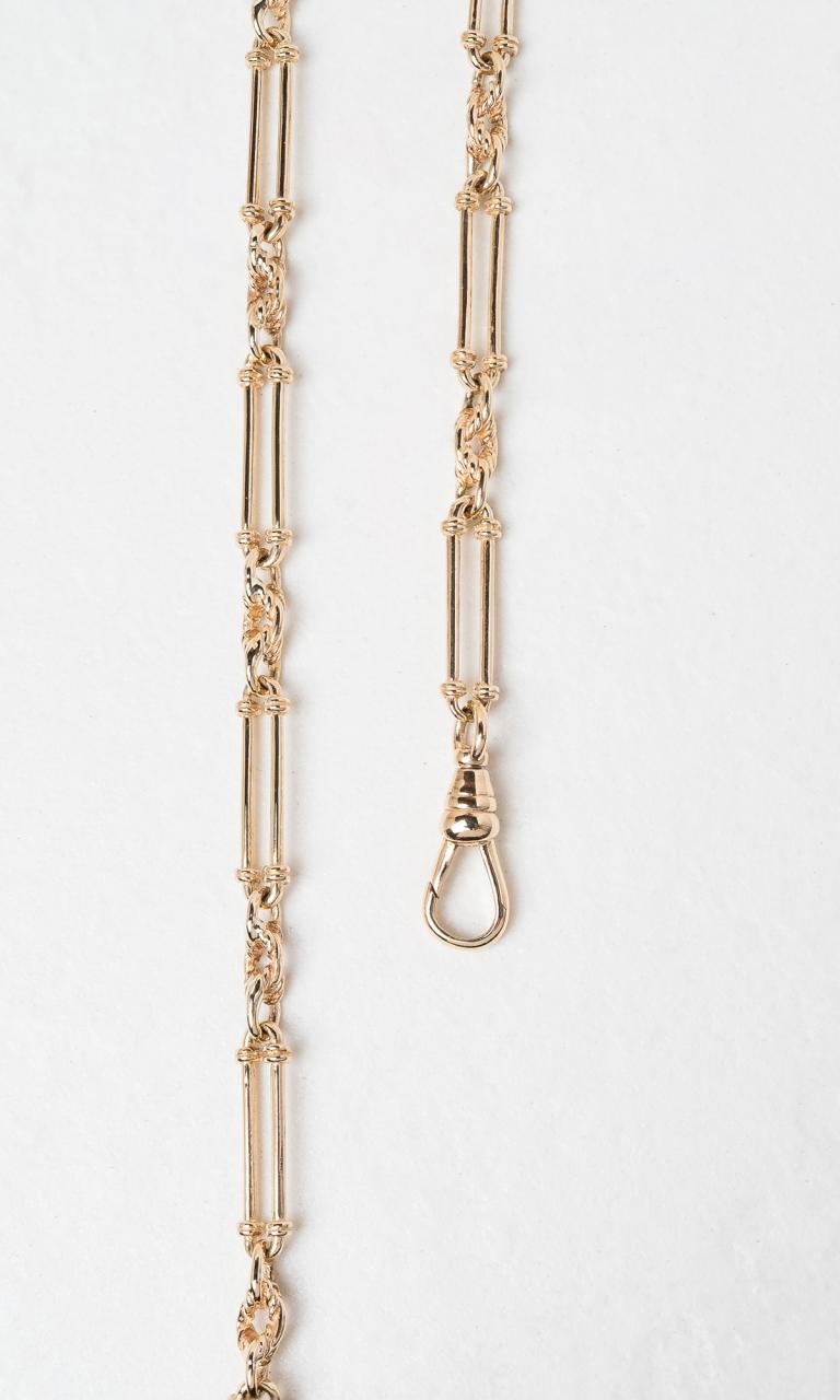 9K YG 50cm Fancy Link T-Bar Fob Chain Necklace