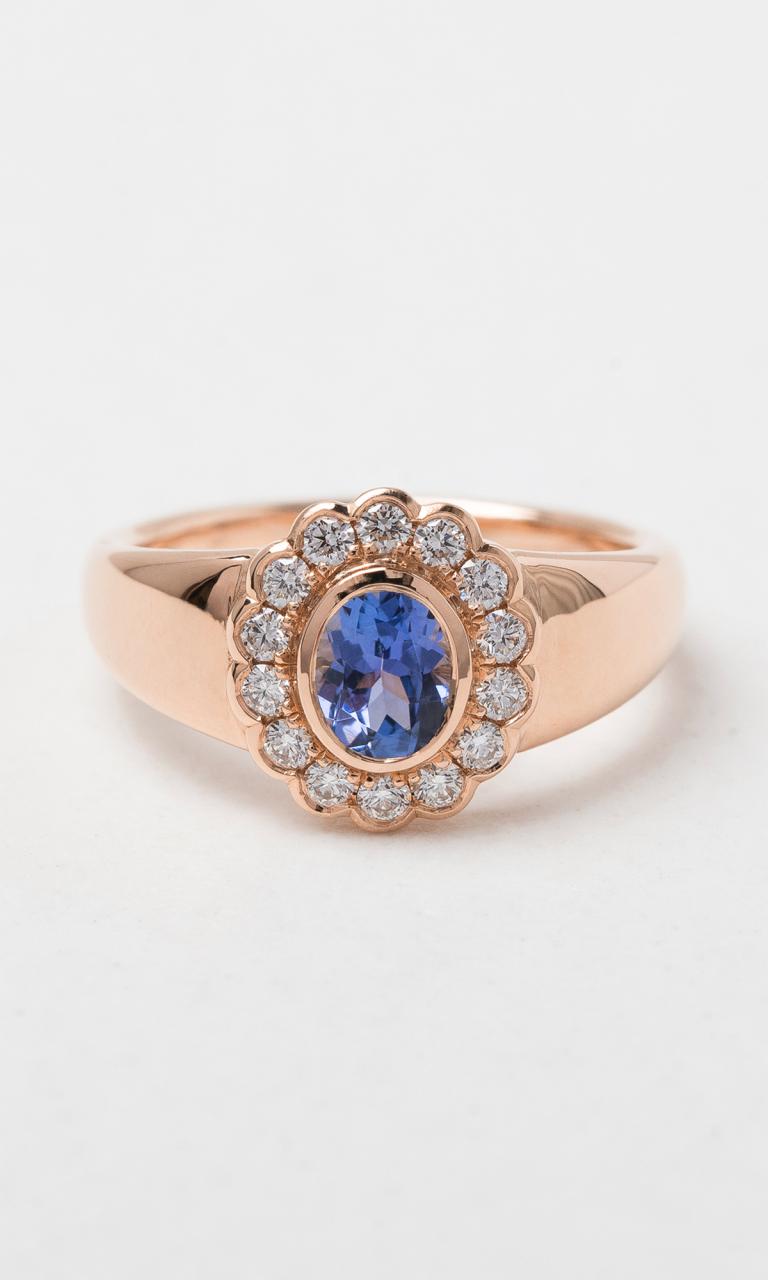 18K RG Oval Cut Tanzanite Daisy Signet Ring