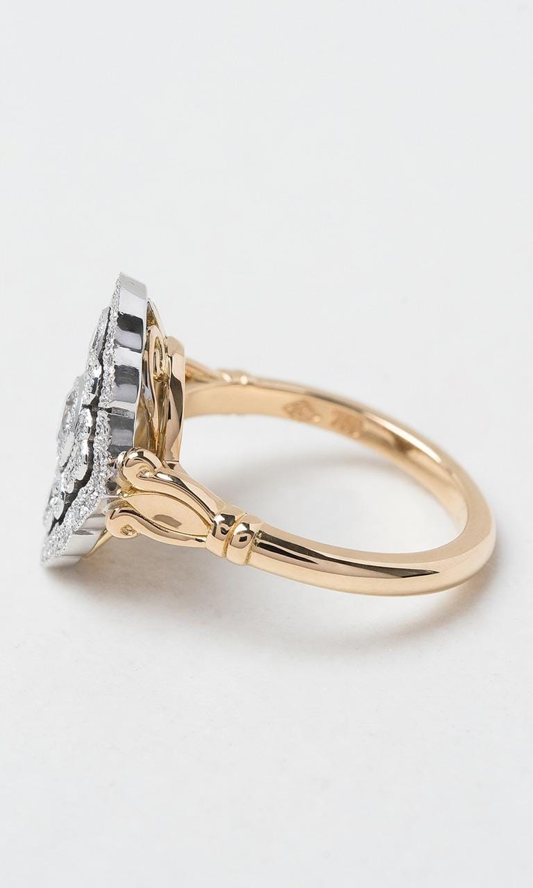 18K YWG 0.596ct TDW Round Brilliant Cut Diamond Vintage Ring